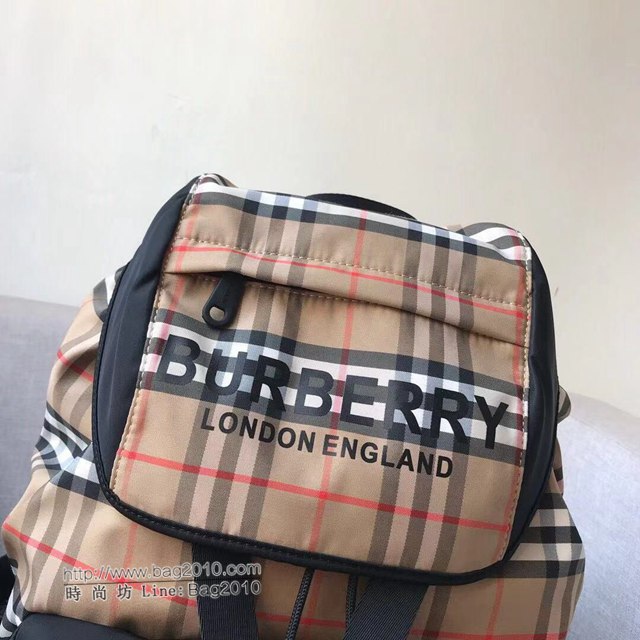 Burberry專櫃新款雙肩包 巴寶莉格紋帆布男士後背包  db1193
